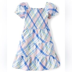 NWT Plaid Poplin Tiered Dress
